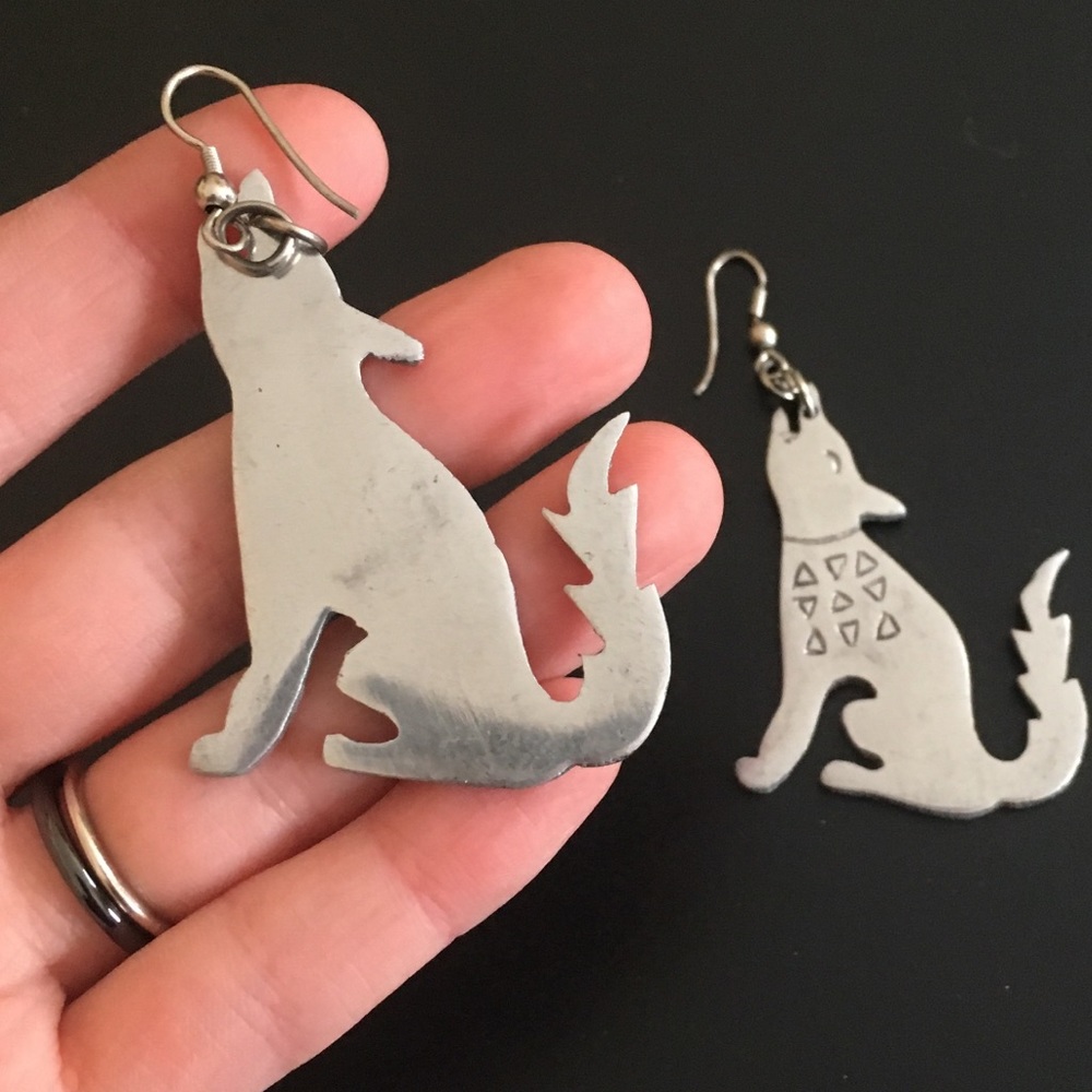 Coyote Silver Boho Statement Dangle Earrings - image 3